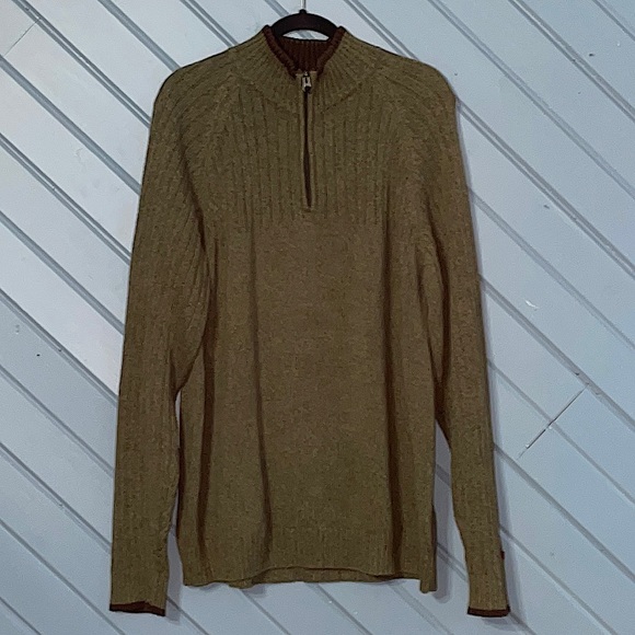 Columbia men’s 3/4 zip olive green knit sweater - Picture 1 of 8